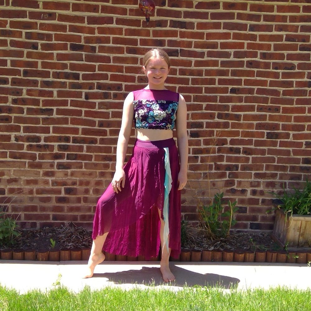 Dance Costume Purple and Blue Flowy Girls/Womens S